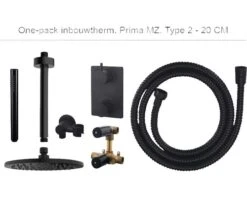 Complete Inbouw Doucheset One-pack Prima Ø20 Cm Mat Zwart - Model 2