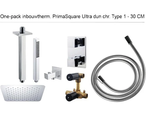 Complete Inbouw Doucheset One-pack Prima Square 30 Cm Vierkant Chroom - Model 1 3 Complete Inbouw Doucheset One-pack Prima Square 30 Cm Vierkant Chroom - Model 1