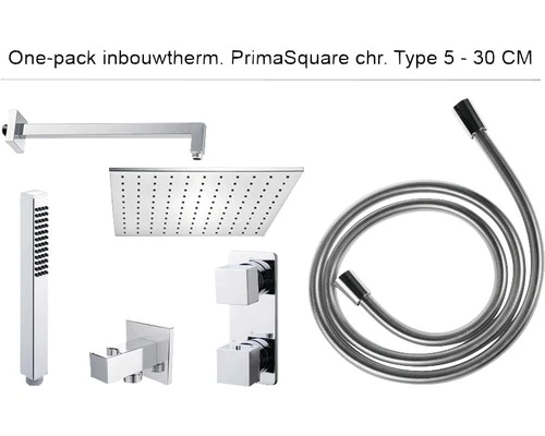 Complete Inbouw Doucheset One-pack Prima Square 30 Cm Vierkant Chroom - Model 5 3 Complete Inbouw Doucheset One-pack Prima Square 30 Cm Vierkant Chroom - Model 5