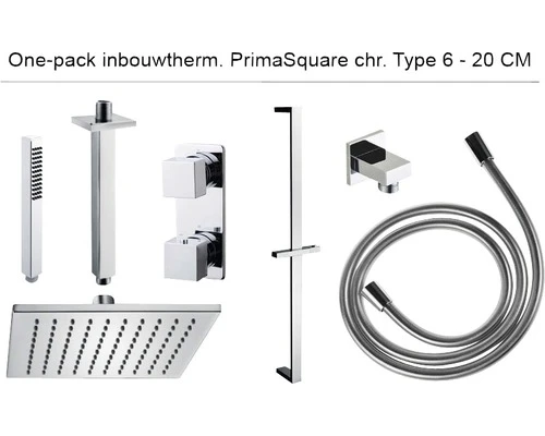 Complete Inbouw Doucheset One-pack Prima Square 20 Cm Vierkant Chroom - Model 6 3 Complete Inbouw Doucheset One-pack Prima Square 20 Cm Vierkant Chroom - Model 6