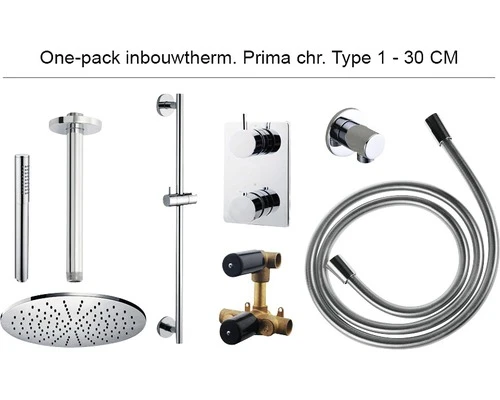 Complete Inbouw Doucheset One-pack Prima Ø30 Cm Chroom - Model 1 3 Complete Inbouw Doucheset One-pack Prima Ø30 Cm Chroom - Model 1