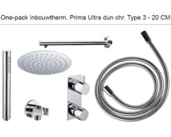 Complete Inbouw Doucheset One-pack Prima Ultra Flat Ø20 Cm Chroom - Model 3