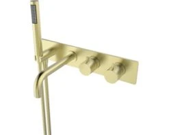 Complete Inbouw Badthermostaatset Met Omstelling Chic Geborsteld Messing