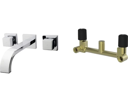 Complete Inbouw Wastafelkraan 2-knops Prima Square Chroom 3 Complete Inbouw Wastafelkraan 2-knops Prima Square Chroom