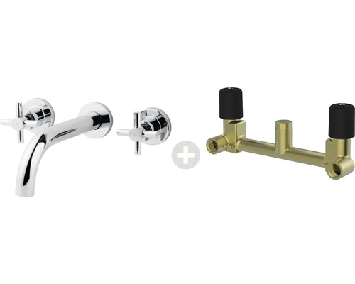 Complete Inbouw Wastafelkraan 2-knops Prima Cross Chroom 3 Complete Inbouw Wastafelkraan 2-knops Prima Cross Chroom