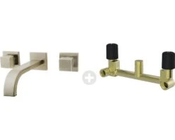 Complete Inbouw Wastafelkraan 2-knops Prima Square Geborsteld Staal