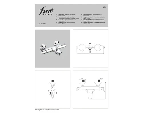 FORM&STYLE Bad Thermostaatkraan Ari Chroom 4 FORM&STYLE Bad Thermostaatkraan Ari Chroom - Afbeelding 2