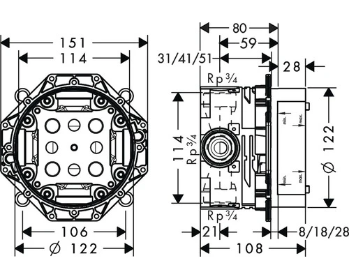HANSGROHE Inbouwdeel IBox Universeel 01800180 4 HANSGROHE Inbouwdeel IBox Universeel 01800180 - Afbeelding 2