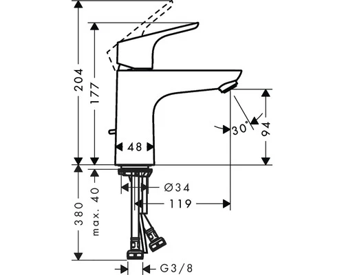 HANSGROHE Wastafelkraan Focus 100 CoolStart Incl. Waste 31621000 Chroom 4 HANSGROHE Wastafelkraan Focus 100 CoolStart Incl. Waste 31621000 Chroom - Afbeelding 2