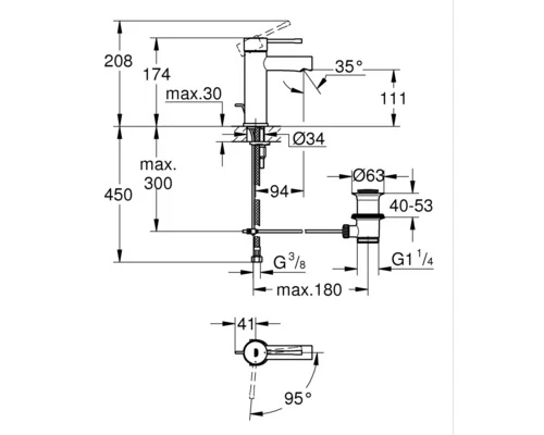 GROHE Wastafelkraan Essence S-size Met Waste 23379001 Chroom 8 GROHE Wastafelkraan Essence S-size Met Waste 23379001 Chroom - Afbeelding 6