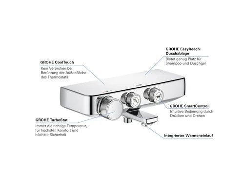 GROHE Bad Thermostaatkraan Met Omsteller En CoolTouch Grohtherm Smartcontrol 34718000 Chroom 6 GROHE Bad Thermostaatkraan Met Omsteller En CoolTouch Grohtherm Smartcontrol 34718000 Chroom - Afbeelding 4
