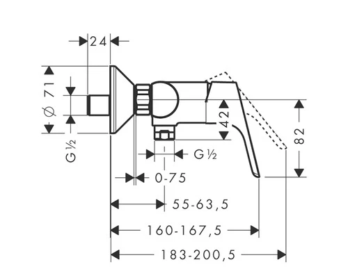 HANSGROHE Douchemengkraan Eengreeps Focus E2 31960000 Chroom 4 HANSGROHE Douchemengkraan Eengreeps Focus E2 31960000 Chroom - Afbeelding 2