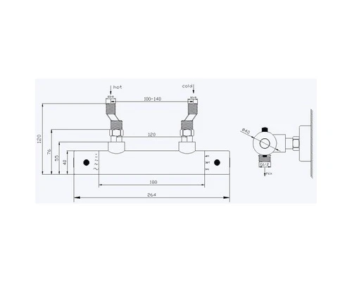 Douche Thermostaatkraan 12 Cm H.o.h. Ara Geborsteld Staal 4 Douche Thermostaatkraan 12 Cm H.o.h. Ara Geborsteld Staal - Afbeelding 2