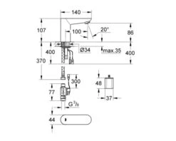 GROHE Elektronische Wastafelkraan Euroeco Cosmopolitan E Met Infraroodsensor 36271000 Chroom -Hornbach shop DV 8 8808911 03 4c DE 20221220101802